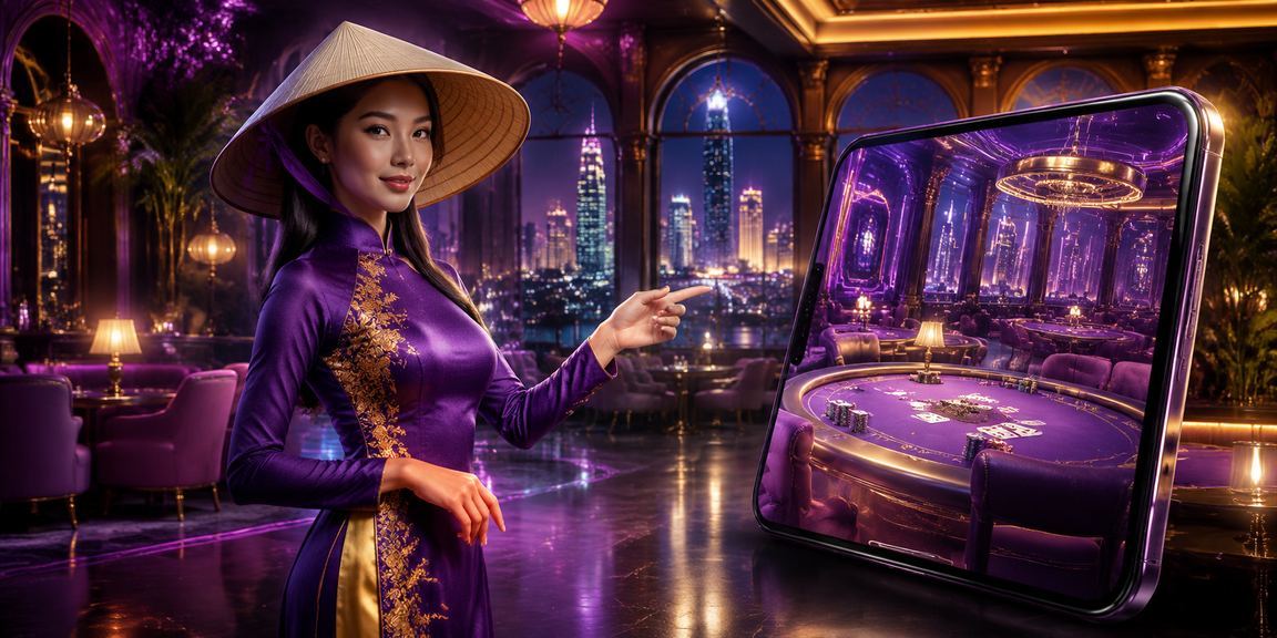 Người chơi tại TP. Hồ Chí Minh tham gia game bài trực tuyến với hình ảnh nón lá truyền thống