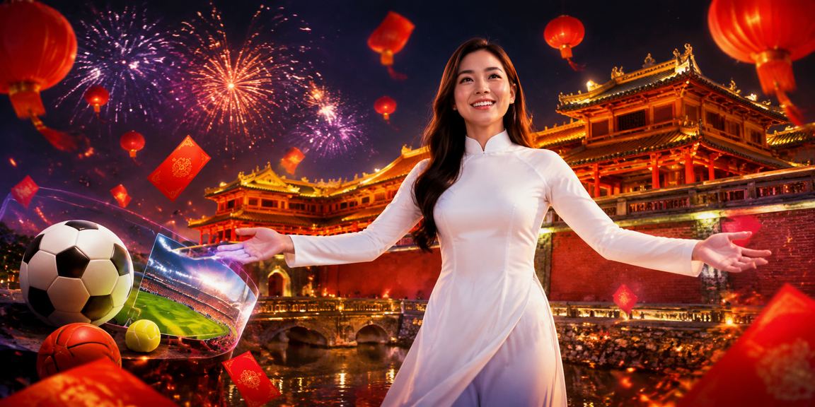 Người phụ nữ mặc áo dài Huế đặt cược thể thao và chơi game trực tuyến trên điện thoại